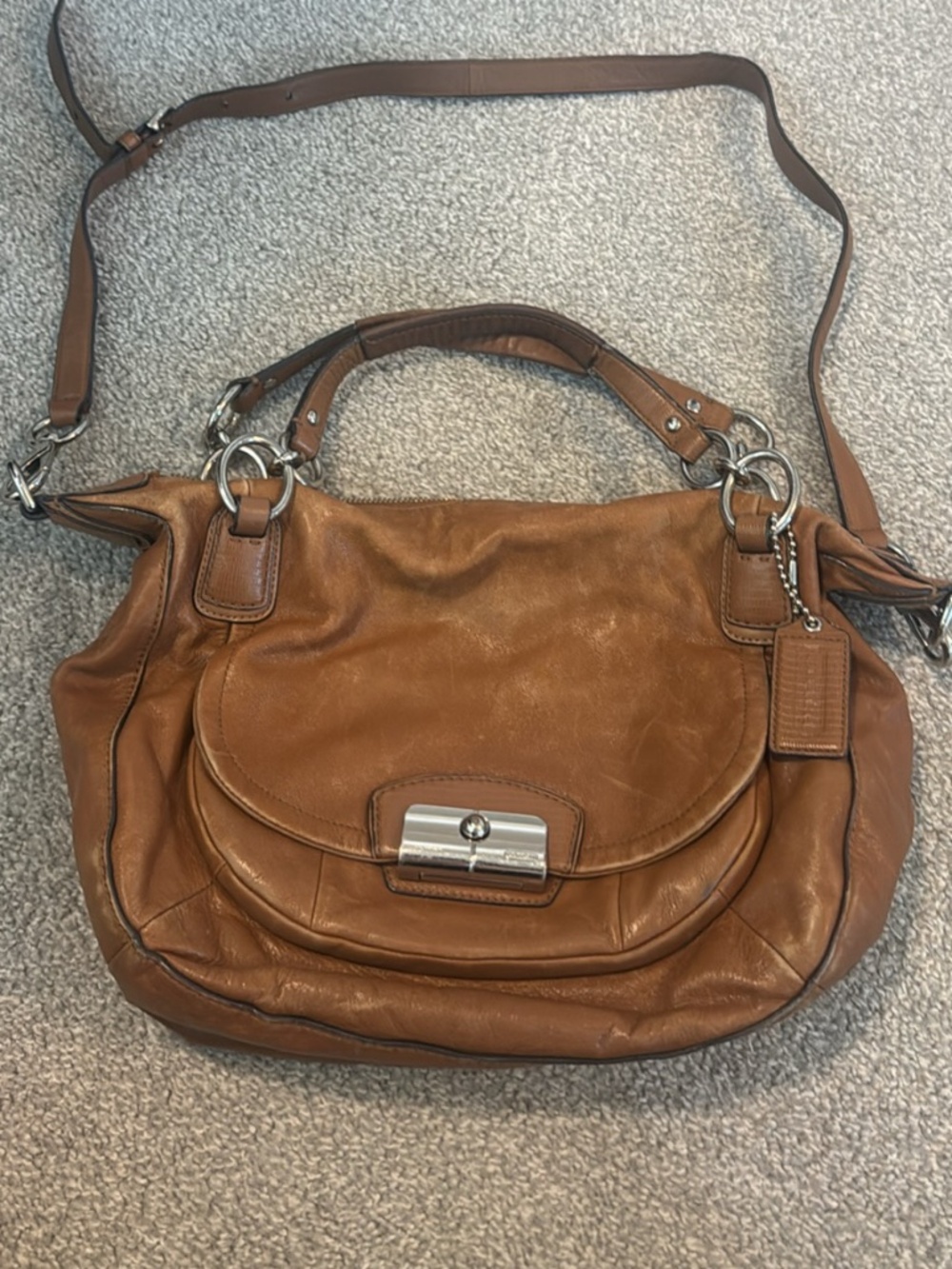 Coach Kristin Leather Hobo Bag in Tan